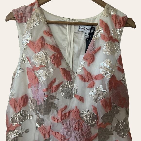 Mark + James Badgley Mischka Reo Brocade Floral V-Neck Cocktail Dress Size 12 - Picture 8 of 15